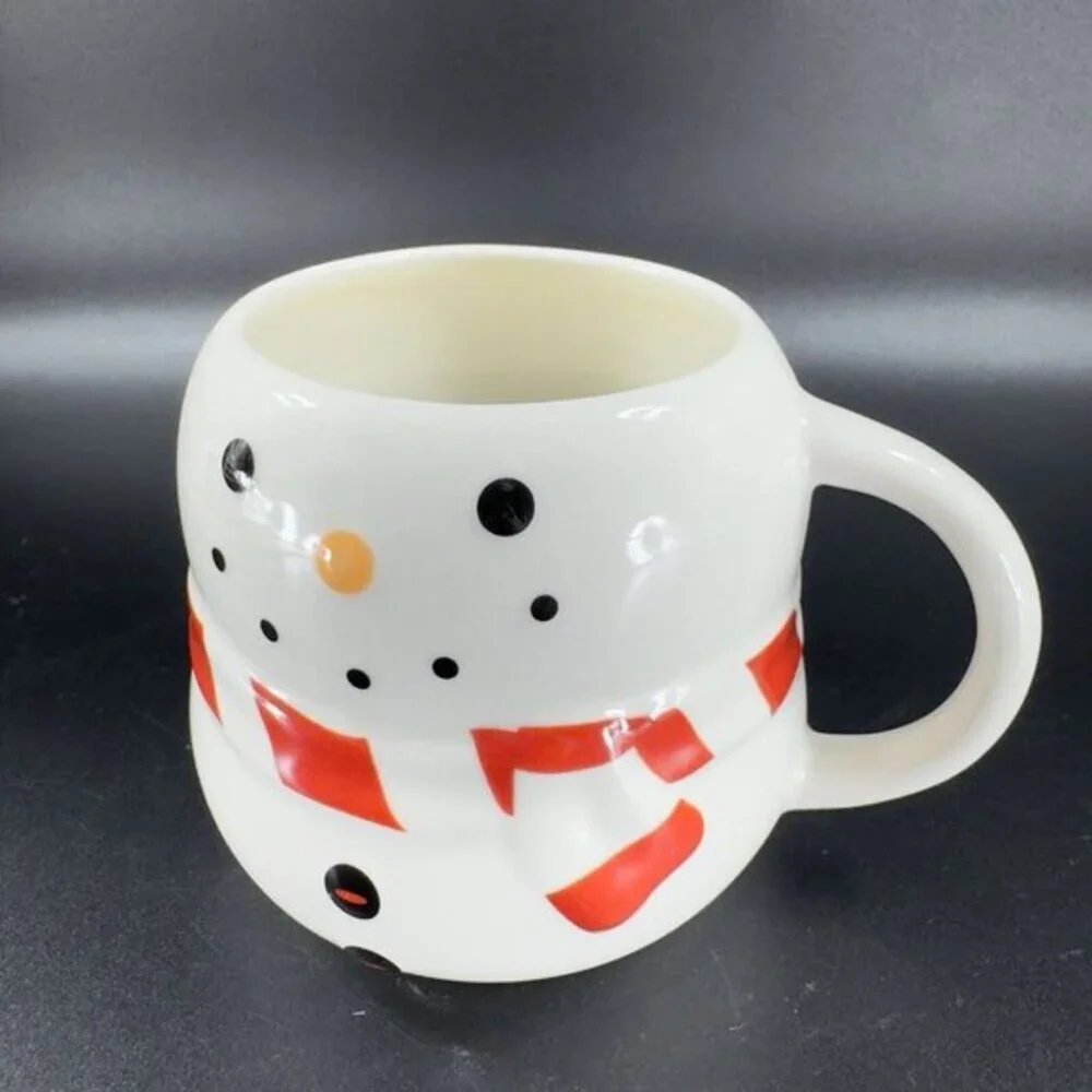 Williams Sonoma Bonjour Snowman Ceramic Coffee Mug Cup Holiday Mug Drinking Cup‎